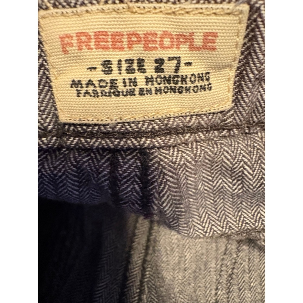 Free People Herringbone Wide Leg Flare Pants Grey‎ Cotton Trousers Size 27 Boho - Picture 5 of 7